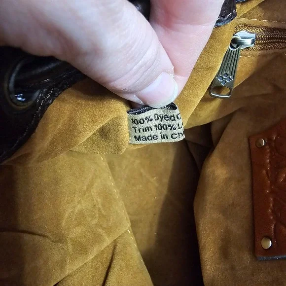 Patricia Nash Calf Hair Leather Bucket Bag Leopard Brown Crossbody Drawstring - Picture 9 of 16